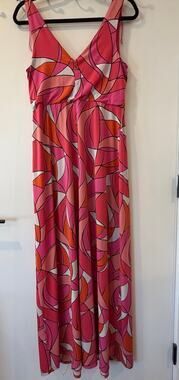 Studio By Tiana B. Pink Geomteric Maxi Dress Stretchy Elegant Comfortable